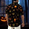imageHalloween Shirts for Men Funny Spooky Pumpkin Ghost Spider Monster Costume Halloween Short Sleeve Button Down Shirt TopsHalloween Scary Pumpkin Face