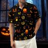 imageHalloween Shirts for Men Funny Spooky Pumpkin Ghost Spider Monster Costume Halloween Short Sleeve Button Down Shirt TopsHalloween Scary Pumpkin Face