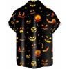 imageHalloween Shirts for Men Funny Spooky Pumpkin Ghost Spider Monster Costume Halloween Short Sleeve Button Down Shirt TopsHalloween Scary Pumpkin Face