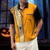 imageHalloween Shirts for Men Funny Spooky Pumpkin Ghost Spider Monster Costume Halloween Short Sleeve Button Down Shirt TopsHappy Halloween Spider