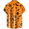 imageHalloween Shirts for Men Funny Spooky Pumpkin Ghost Spider Monster Costume Halloween Short Sleeve Button Down Shirt TopsSpooky Orange Night