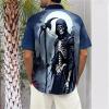 imageHalloween Shirts for Men Funny Spooky Pumpkin Ghost Spider Monster Costume Halloween Short Sleeve Button Down Shirt TopsTerrify Death With Scythe