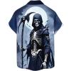 imageHalloween Shirts for Men Funny Spooky Pumpkin Ghost Spider Monster Costume Halloween Short Sleeve Button Down Shirt TopsTerrify Death With Scythe
