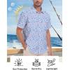 imageLzzidou Fishing Shirts for Men UPF 50 Short Sleeve Button Down Print Hawaiian Camp Shirt with Breathable Back VentBlue Shells Starfish
