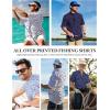 imageLzzidou Fishing Shirts for Men UPF 50 Short Sleeve Button Down Print Hawaiian Camp Shirt with Breathable Back VentBlue Shells Starfish
