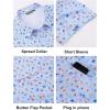 imageLzzidou Fishing Shirts for Men UPF 50 Short Sleeve Button Down Print Hawaiian Camp Shirt with Breathable Back VentBlue Shells Starfish