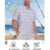imageLzzidou Fishing Shirts for Men UPF 50 Short Sleeve Button Down Print Hawaiian Camp Shirt with Breathable Back VentWhite Fish Print