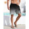 imageLzzidou Men Swim Trunks with Compresssion Liner 7 Inch Inseam Board Shorts Bathing Suit with Zipper PocketsBlack Grey