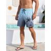 imageLzzidou Men Swim Trunks with Compresssion Liner 7 Inch Inseam Board Shorts Bathing Suit with Zipper PocketsBlue Grey