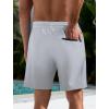 imageLzzidou Men Swim Trunks with Compresssion Liner 7 Inch Inseam Board Shorts Bathing Suit with Zipper PocketsLight Grey