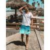 imageLzzidou Men Swim Trunks with Compresssion Liner 7 Inch Inseam Board Shorts Bathing Suit with Zipper PocketsTurquoise