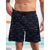 imageLzzidou Men Swim Trunks with Compresssion Liner 7 Inch Inseam Board Shorts Bathing Suit with Zipper PocketsWhale and Shark