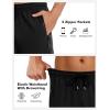 imageLzzidou Mens Lightweight Joggers with Zipper Pockets Drawstring Elastic Waistband Sweatpants Running Hiking Athletic CasualBlack