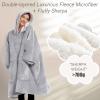 imageLzzidou Oversized Blanket Hoodie for Women Two Layers Cozy Flannel Sherpa Wearable Blanket Sweatshirt AdultLight Grey