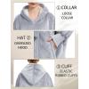 imageLzzidou Oversized Blanket Hoodie for Women Two Layers Cozy Flannel Sherpa Wearable Blanket Sweatshirt AdultLight Grey