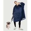 imageLzzidou Oversized Blanket Hoodie for Women Two Layers Cozy Flannel Sherpa Wearable Blanket Sweatshirt AdultNavy Blue