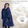 imageLzzidou Oversized Blanket Hoodie for Women Two Layers Cozy Flannel Sherpa Wearable Blanket Sweatshirt AdultNavy Blue