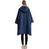 imageLzzidou Oversized Blanket Hoodie for Women Two Layers Cozy Flannel Sherpa Wearable Blanket Sweatshirt AdultNavy Blue
