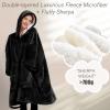 imageLzzidou Oversized Blanket Hoodie for Women Two Layers Cozy Flannel Sherpa Wearable Blanket Sweatshirt AdultSolid Black