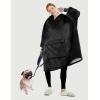 imageLzzidou Oversized Blanket Hoodie for Women Two Layers Cozy Flannel Sherpa Wearable Blanket Sweatshirt AdultSolid Black