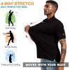 imageMens Golf Polo Shirts UPF 50 Short Sleeve Dri Fit Polos Stretch Performance Collared Golf Casual Work Business WearBlack