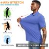 imageMens Golf Polo Shirts UPF 50 Short Sleeve Dri Fit Polos Stretch Performance Collared Golf Casual Work Business WearBlue