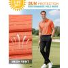 imageMens Golf Polo Shirts UPF 50 Short Sleeve Dri Fit Polos Stretch Performance Collared Golf Casual Work Business WearBright Orange