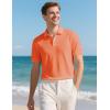 imageMens Golf Polo Shirts UPF 50 Short Sleeve Dri Fit Polos Stretch Performance Collared Golf Casual Work Business WearBright Orange
