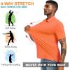 imageMens Golf Polo Shirts UPF 50 Short Sleeve Dri Fit Polos Stretch Performance Collared Golf Casual Work Business WearBright Orange