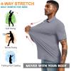 imageMens Golf Polo Shirts UPF 50 Short Sleeve Dri Fit Polos Stretch Performance Collared Golf Casual Work Business WearGrey