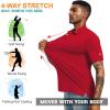 imageMens Golf Polo Shirts UPF 50 Short Sleeve Dri Fit Polos Stretch Performance Collared Golf Casual Work Business WearRed