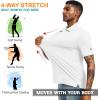 imageMens Golf Polo Shirts UPF 50 Short Sleeve Dri Fit Polos Stretch Performance Collared Golf Casual Work Business WearWhite