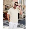 imageMens Knit Polo Shirts Casual Stylish V Neck Short Sleeve Sweater Polo Knitted Textured Johnny Collar Tops Fashion 2025Beige