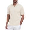 imageMens Knit Polo Shirts Casual Stylish V Neck Short Sleeve Sweater Polo Knitted Textured Johnny Collar Tops Fashion 2025Beige