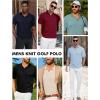imageMens Knit Polo Shirts Casual Stylish V Neck Short Sleeve Sweater Polo Knitted Textured Johnny Collar Tops Fashion 2025Blue