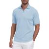 imageMens Knit Polo Shirts Casual Stylish V Neck Short Sleeve Sweater Polo Knitted Textured Johnny Collar Tops Fashion 2025Blue