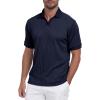 imageMens Knit Polo Shirts Casual Stylish V Neck Short Sleeve Sweater Polo Knitted Textured Johnny Collar Tops Fashion 2025Navy