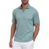 imageMens Knit Polo Shirts Casual Stylish V Neck Short Sleeve Sweater Polo Knitted Textured Johnny Collar Tops Fashion 2025Sage Green