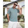 imageMens Knit Polo Shirts Casual Stylish V Neck Short Sleeve Sweater Polo Knitted Textured Johnny Collar Tops Fashion 2025Sage Green