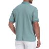 imageMens Knit Polo Shirts Casual Stylish V Neck Short Sleeve Sweater Polo Knitted Textured Johnny Collar Tops Fashion 2025Sage Green