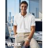 imageMens Short Sleeve Polo Shirts RegularFit Moisture Wicking Golf Shirt Stretch Solid Color Tees Golf Athletic Casual Stylish Tops White