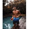 imageMens Swim Trunks Hawaiian Bathing Mesh Lining Suit Swimsuits Beach Shorts with PocketsBlackblue Flame