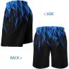 imageMens Swim Trunks Hawaiian Bathing Mesh Lining Suit Swimsuits Beach Shorts with PocketsBlackblue Flame