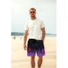 imageMens Swim Trunks Hawaiian Bathing Mesh Lining Suit Swimsuits Beach Shorts with PocketsBlackcolorful Flame