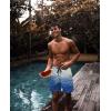 imageMens Swim Trunks Hawaiian Bathing Mesh Lining Suit Swimsuits Beach Shorts with PocketsBlue Whitebrick