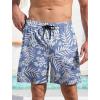 imageMens Swim Trunks Hawaiian Bathing Mesh Lining Suit Swimsuits Beach Shorts with PocketsBluewhite Flower