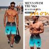 imageMens Swim Trunks Hawaiian Bathing Mesh Lining Suit Swimsuits Beach Shorts with PocketsColor Rampblack Blue