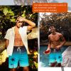 imageMens Swim Trunks Hawaiian Bathing Mesh Lining Suit Swimsuits Beach Shorts with PocketsColor Rampblack Blue