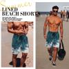 imageMens Swim Trunks Hawaiian Bathing Mesh Lining Suit Swimsuits Beach Shorts with PocketsGreen Whitesea Wave