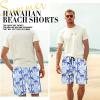 imageMens Swim Trunks Hawaiian Bathing Mesh Lining Suit Swimsuits Beach Shorts with PocketsLight Blueplam Tree